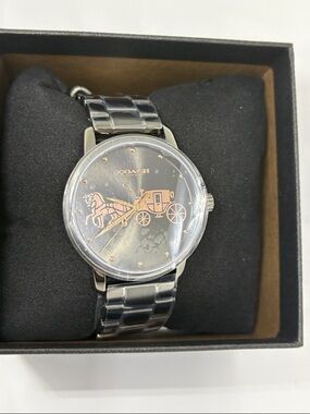 Coach Women’s Grand Black Watch with Rose Gold Coach & Carriage Dial